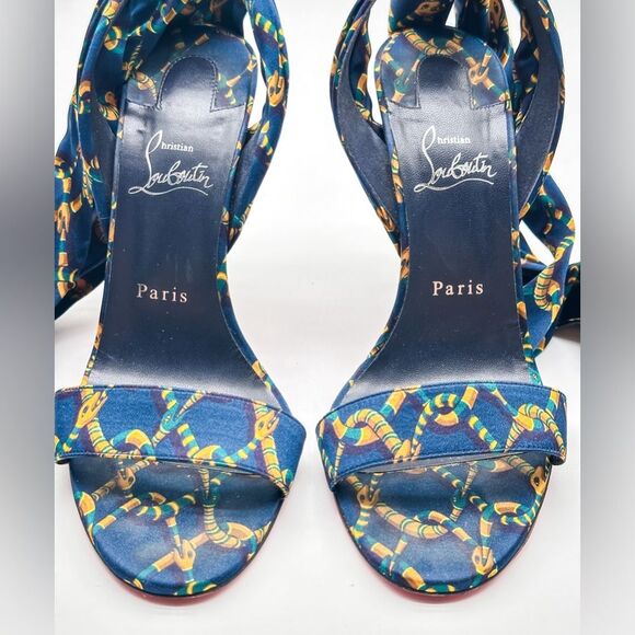 Christian Louboutin Du Desert 100 Crepe Satin in Obscur High Heel Sandals EU 39 - Picture 8 of 11